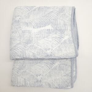 Tommy Bahama Quilted King Pillow Sham Cover Blue Tropical Palm Leaf Coastal NWOT